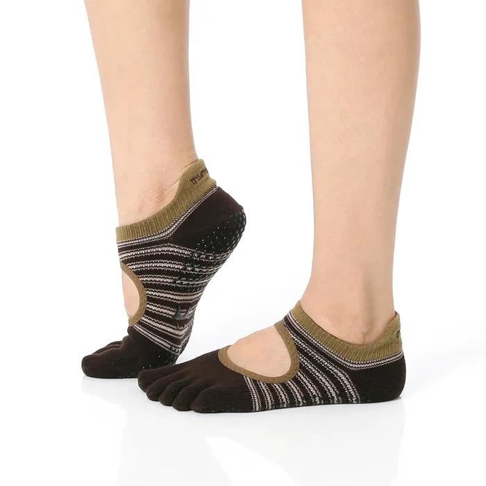 Pilates Yoga Rutschfeste Socken Zehensocken Oliv