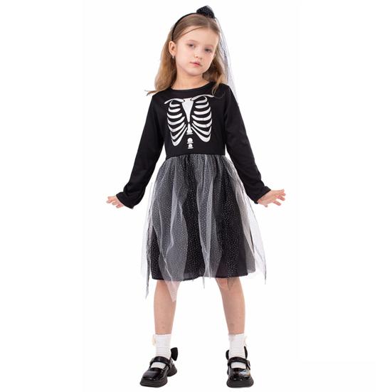 Kids Skeleton Costume Halloween Skeleton Tutu Skirt/Dinosaur Jumpsuit/Bone Onesie Outfit