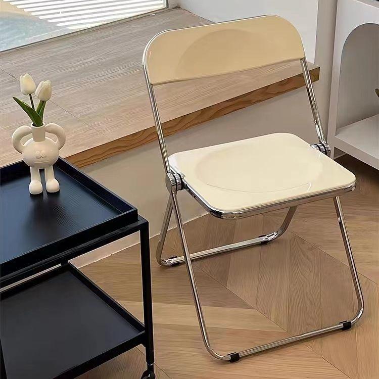 Trendy Clear Acrylic Folding Chair - Simple, Thickened Design for Makeup, Dining, or Home