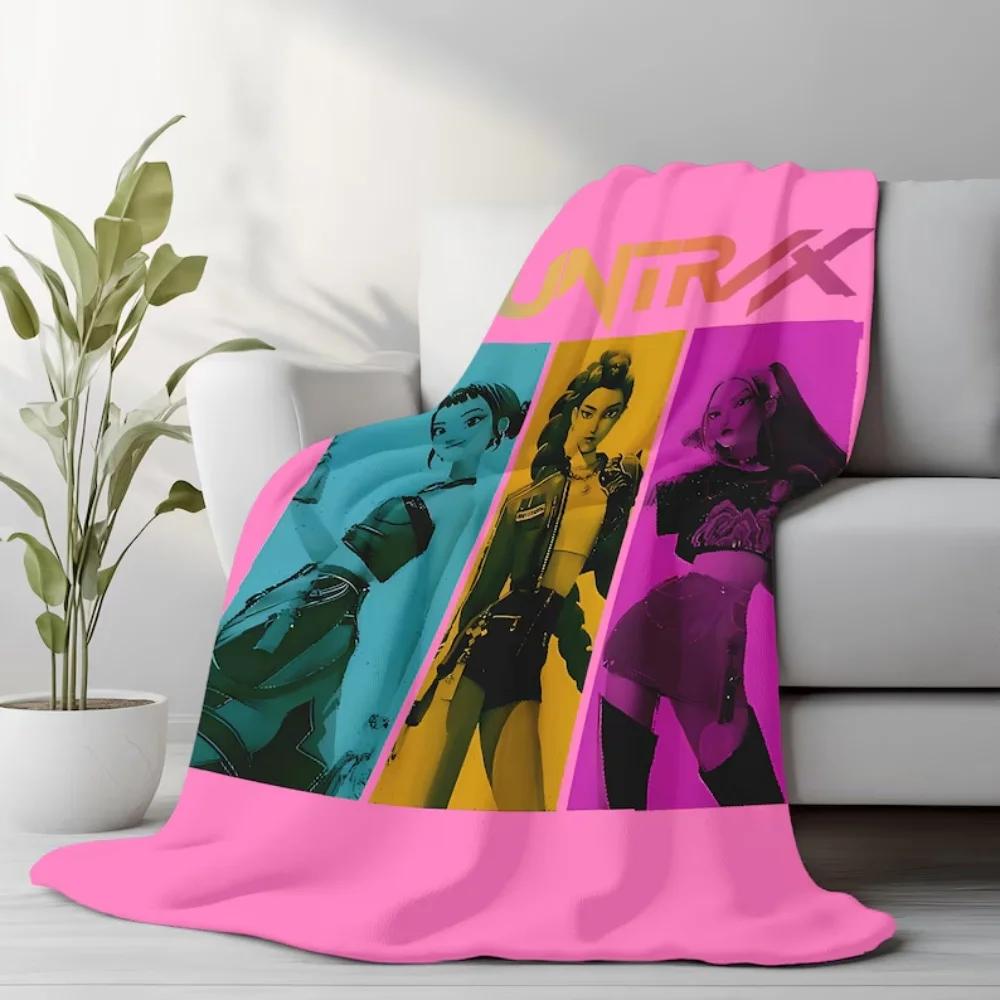 Cute Kpop Demon Hunter Blanket,kpop Fun Gift,cozy K-pop Demon Hunters Huntrix Blanket,anime Inspired, Huntrix Inspired Blanket