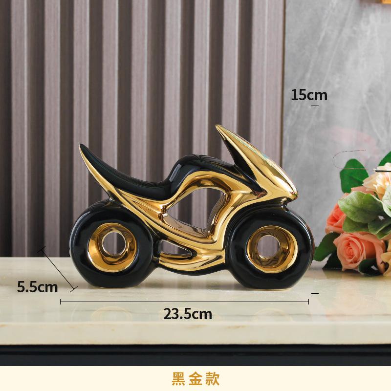 Creative Ceramic Motorcycle Ornaments Geometric Shape Desktop Decoration Ceramic Crafts TV Cabinet Sense Home Decoration Gift