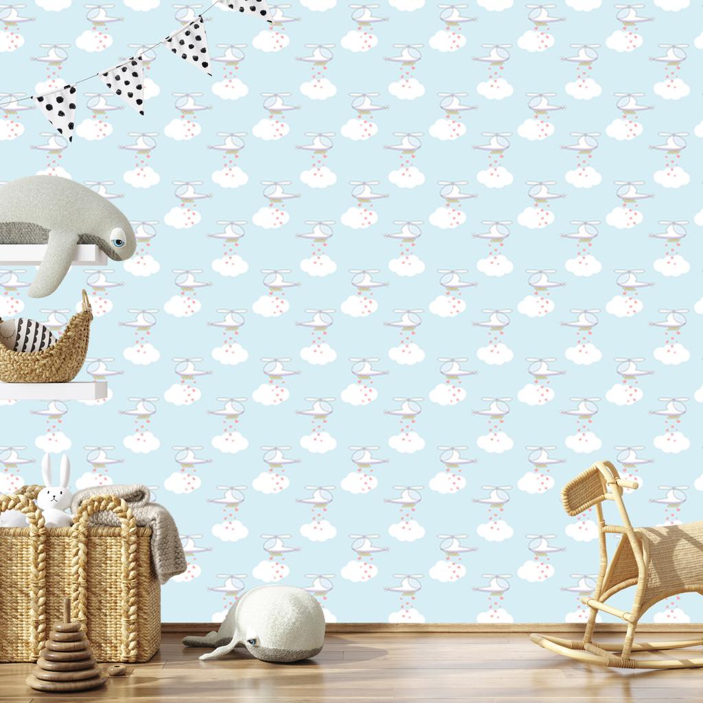 Helicopters with hearts wallpaper for living room and bedroom 50x1000