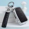 for Lexus Key Fob Cover with Keychain, Pink Genuine Leather Crystal Key Case Protection Shell Compatible with Lexus RX ES GS LS