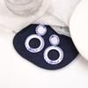 Chinese Style Blue and White Porcelain Earrings Wave Point Elegant Geometric Earrings  Lady/Gifts