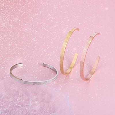 Pulsera Sencilla y Versátil de Acero Inoxidable con Runas Joyería de Nicho Pulsera Abierta en Forma de C