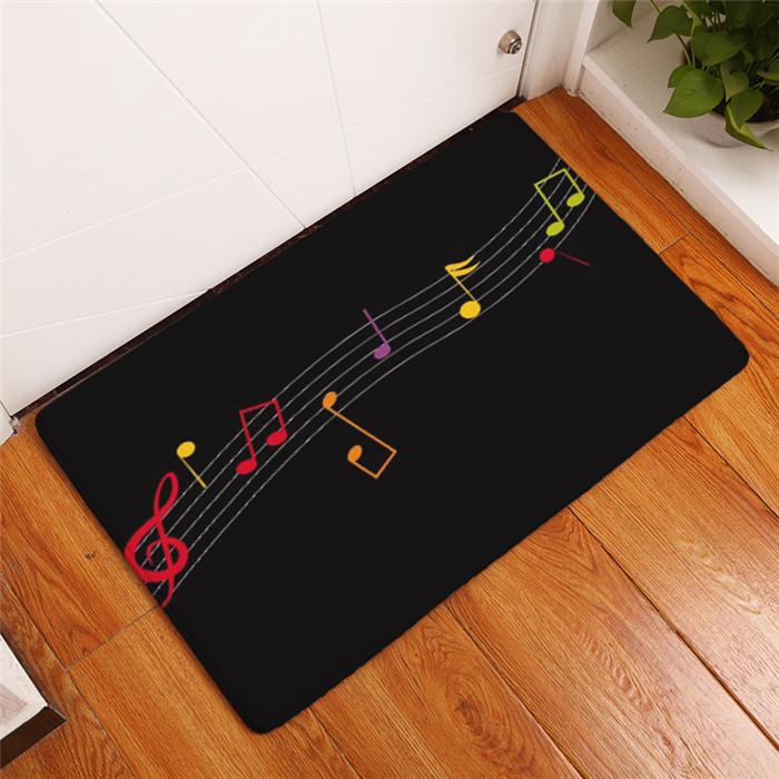 Music Note Doormat Area Rug Piano Keys Home Decoration Kitchen Carpet Entrance Anti-slip Bathroom Mat Black and White Floor Mat