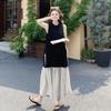 Women Summer Sleeveless Midi Dress, Color Block Loose Fit Casual Elegant Dress