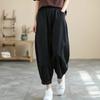 Summer New Literary and Retro Loose and Thin Closed Straight-leg Pants Elastic Waist Nine-point Pants Women