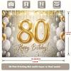 2D Luxury Gold Number 80 Happy Birthday Backdrop Banner Photo Booth