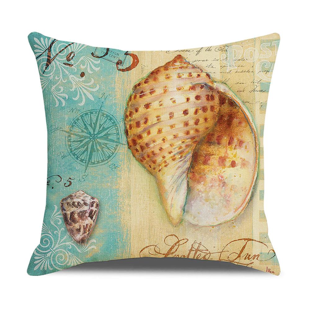 Retro Mediterranean Ocean Digital Print Linen Pillow Reading Cushion Home Furnishings