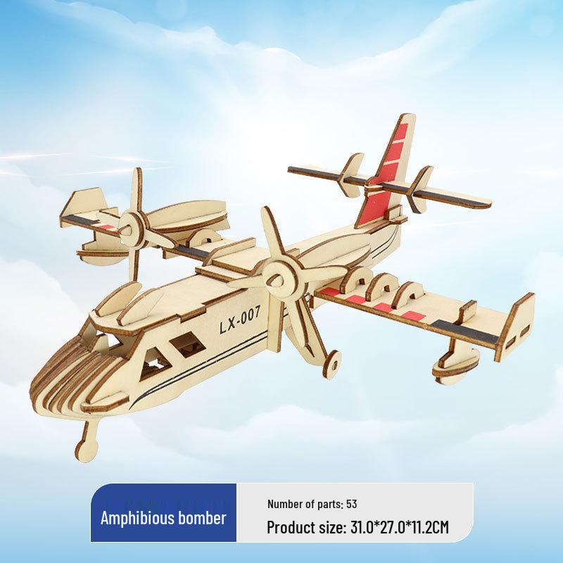 Wooden 3D Military Puzzle Model - Educational DIY Toy for Boys