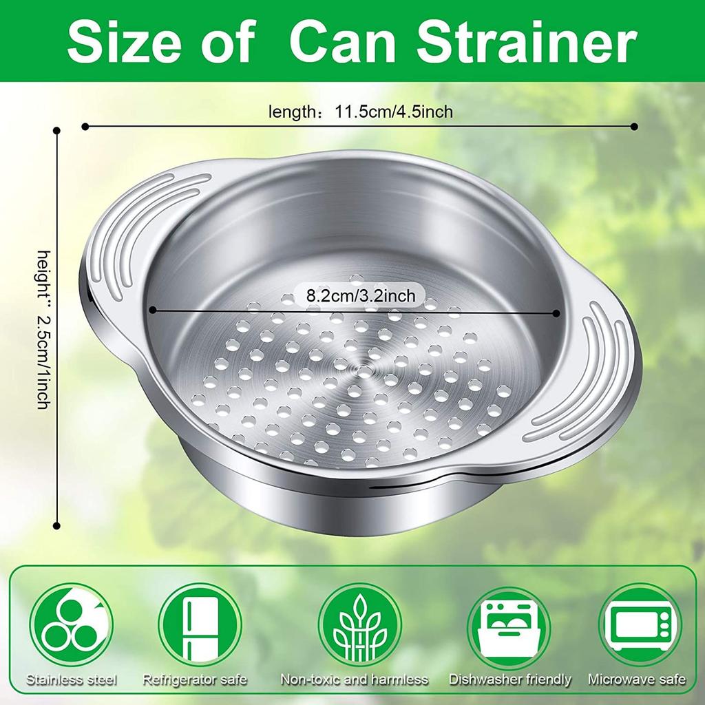 1PC Tuna Can Strainer Stainless Steel Food Can Strainer Sieve Metal Tuna Press Lid Canning Colander Oil Drainer Tuna Can Filter