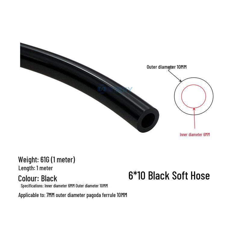 Computer All-in-One Soft Tube Water Cooling Pipe (Black/Transparent, Sizes: 5*8, 6*10, 7*11)