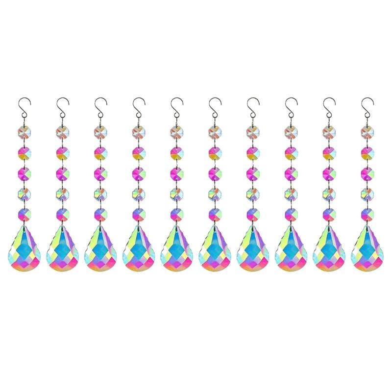 Window Suncatchers Display Pendant Set, 10 Piece Glass Faceted Sunlight Accent for Home Rooms, Party Styling and Wedding Use