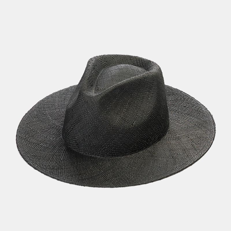

2025New Fashion Dyeing Jazz Treasure Grass Sun Hat American Spring Summer Simple Lightweight Beach Big Eaves Sunscreen Straw Hat M 56-58cm чорний