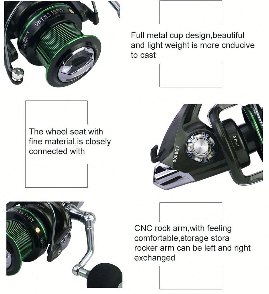 Long Casting Surf Fishing Reel Metal Spool Carp Fishing Spinning Reel Big 8000 9000 Series CNC Rocker Arm Sea Feeder Reels