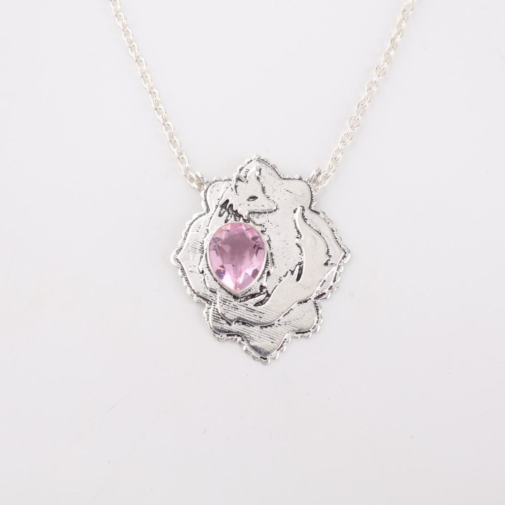 Morganite Gemstone 925 Sterling Silver Jewelry Pendant1.29" For Anniversary Gift CP-32-13