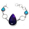 Purple Labradorite, Blue Topaz 925 Sterling Silver Bracelet 7-8" z8C52