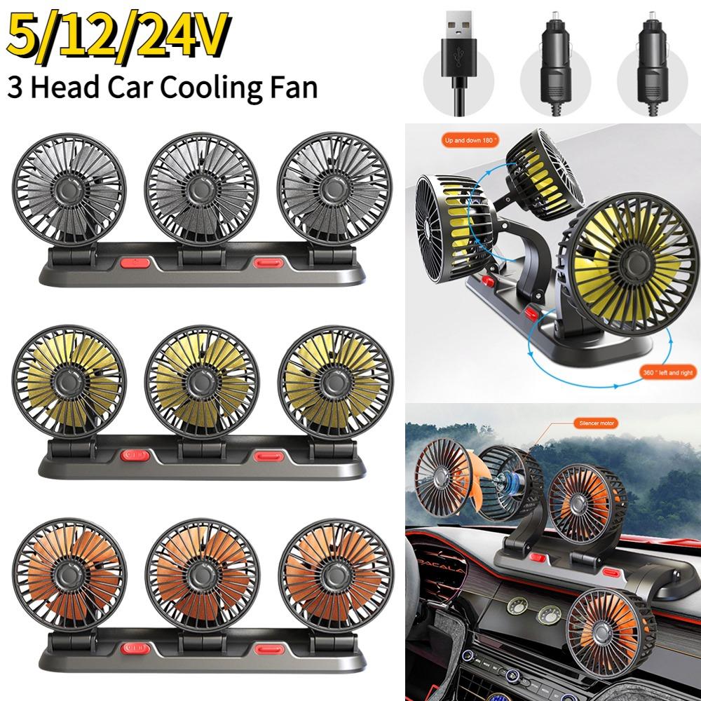 

Black Electric Cooling Fan USB/12V/24V Automotive Electric Fan Car Fan Electronic Accessories