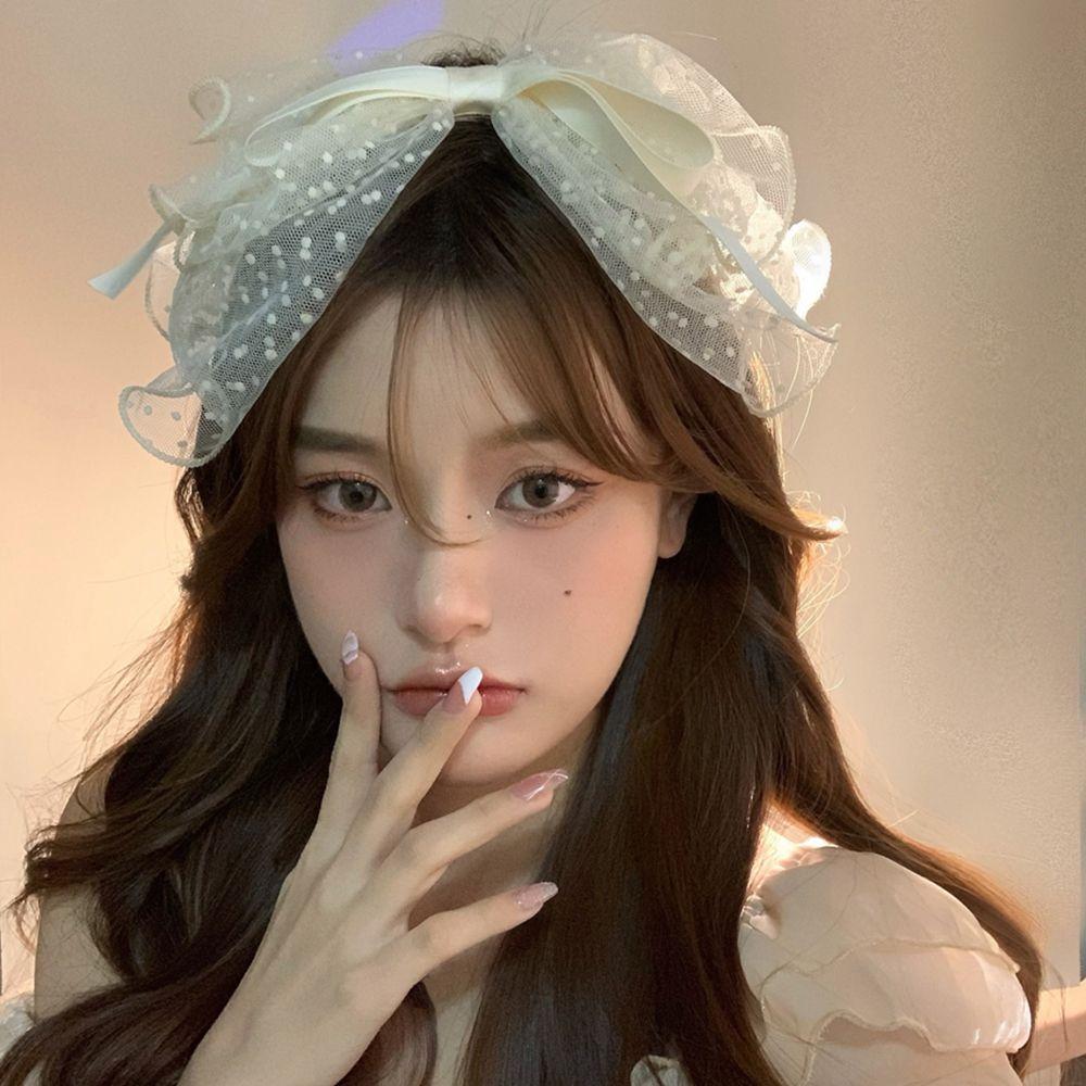 

Новые кружевные шифоновые аксессуары для волос, элегантные украшения для волос, ленты для волос с большим бантом