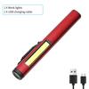 USB Rechargeable Pen Lamp COB Side Light Built In Battery With Pen Clip Pocket Led Flashlight For Medical Emergency Inspection
