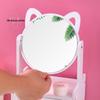 Double Drawer Wooden Cat Ear Vanity Mirror with Storage