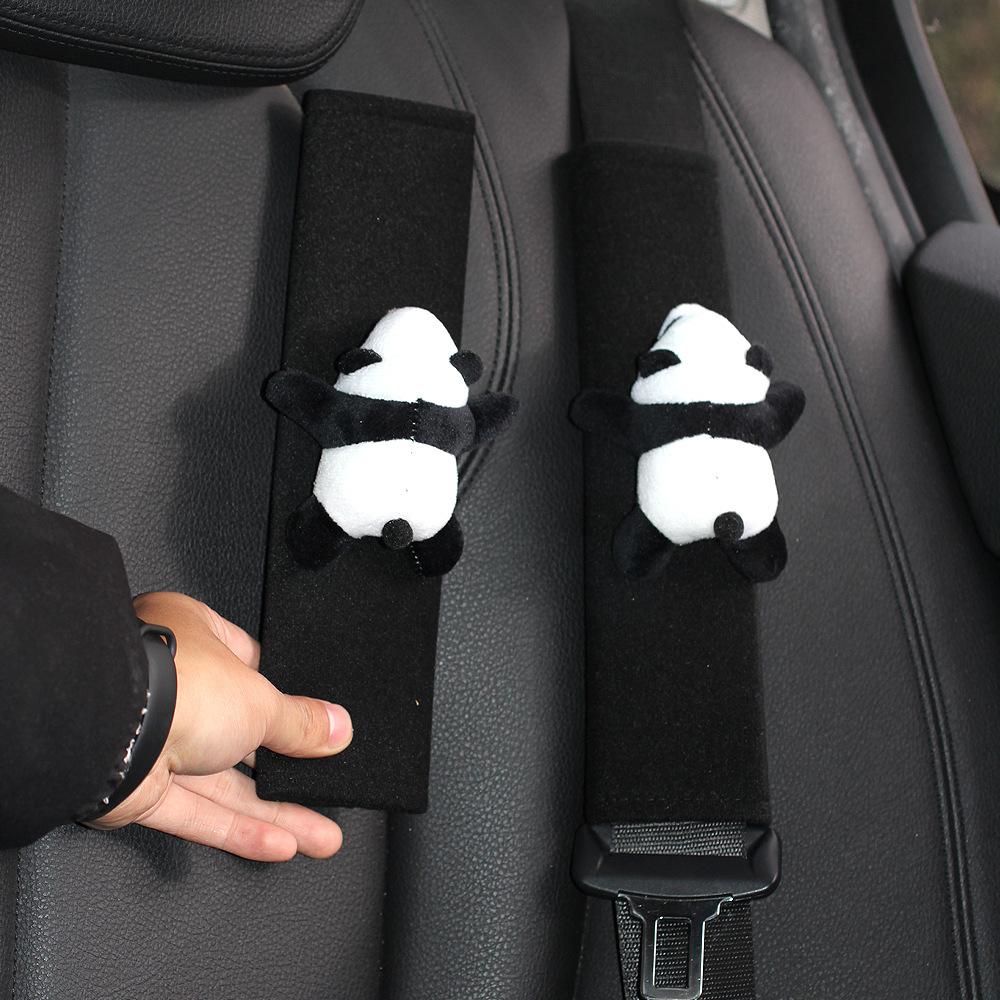 Cute Panda Car Seat Belt Cover Pad Soft Plush Shoulder Protector Extender Universal Fit for Men Women Cute Car Accessories Gifts