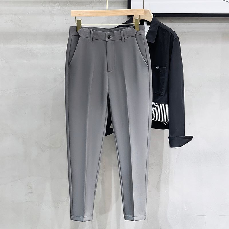 New Spring and Autumn Leisure Business High End Korean Fashion High Waist Pocket Slim Fit Straight Oversized Men's Pants