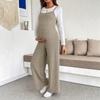Maternity Jumpsuit With Adjustable Straps Loose Knit Wide-Leg Pants Comfortable Casual Pregnancy Wear