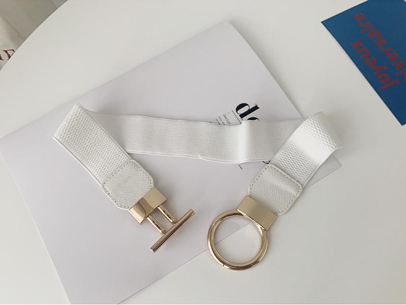 

Stylish Metal Belt For Women Featuring Round Alloy Buckle Perfect For Dresses And Sweaters білий