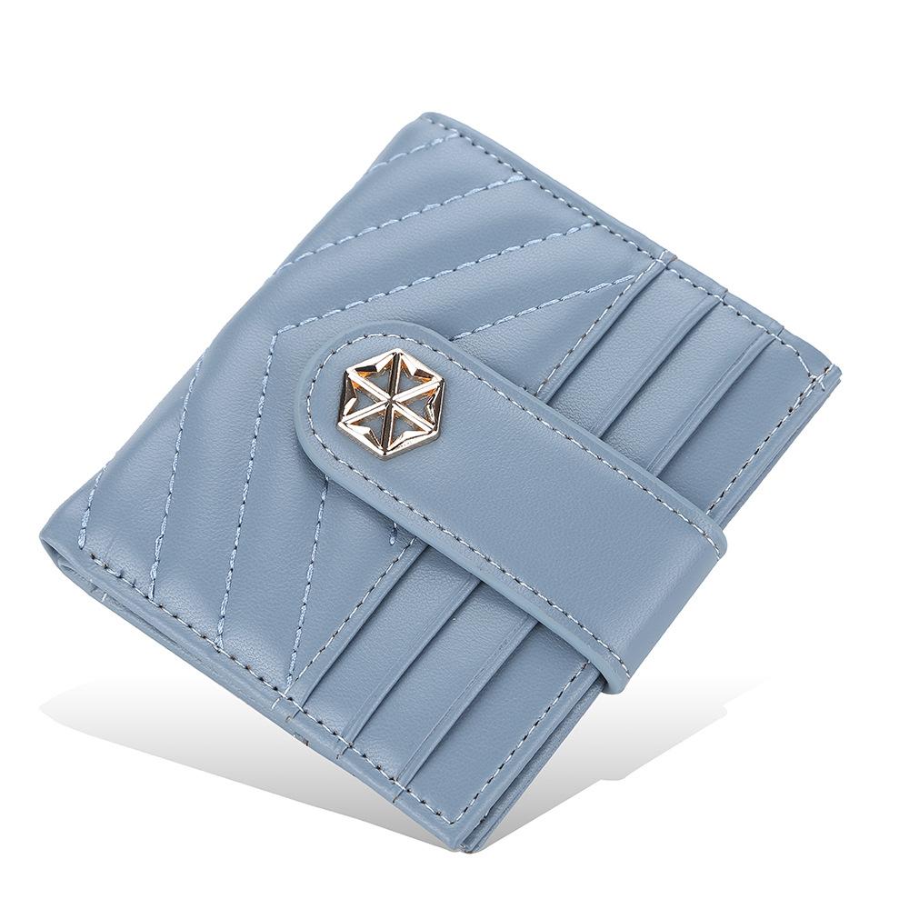 Women's Fashionn Short Purse Korean Style Snap Button Wallet Candy Color Coin Purse Multi-card Slots Billfold Pu Leather Card Holder
