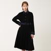 Bunderghost Denim Color Block Pleated Long Dress Black
