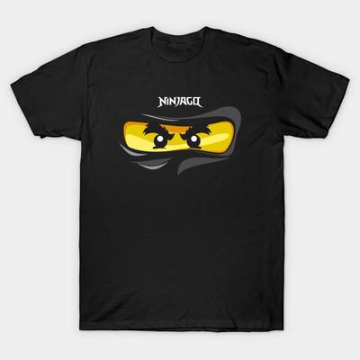 Asian Size Men Black Print T-shirt Ninjago Eyes Black Ninja Cole Fanart Fanmade T-Shirt No-Cut Transfer Paper Print Cotton Tshirt