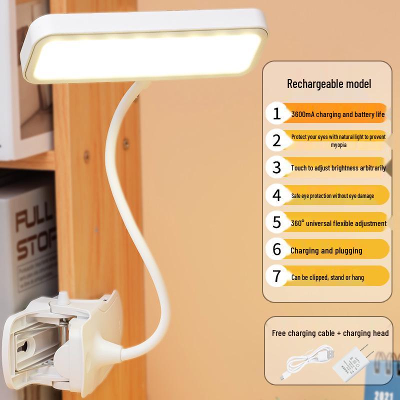 Dual Power LED Clip-on Desk Lamp for Study, Dorms, Kids & Reading - Bedside, Plug-in or Battery Use
