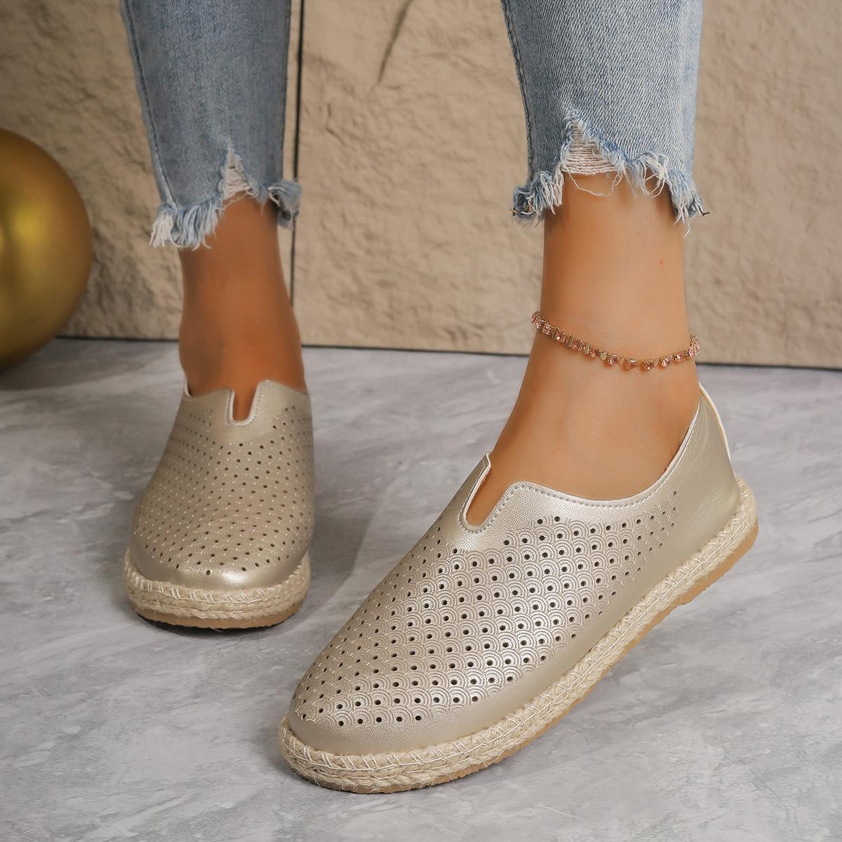 

Fashion Women Flats Fashion Round Toe Casual Loafers Brand Designer Sneakers Women Summer 2024 New Breathable Daily Flat Shoes for Women 35 золотой