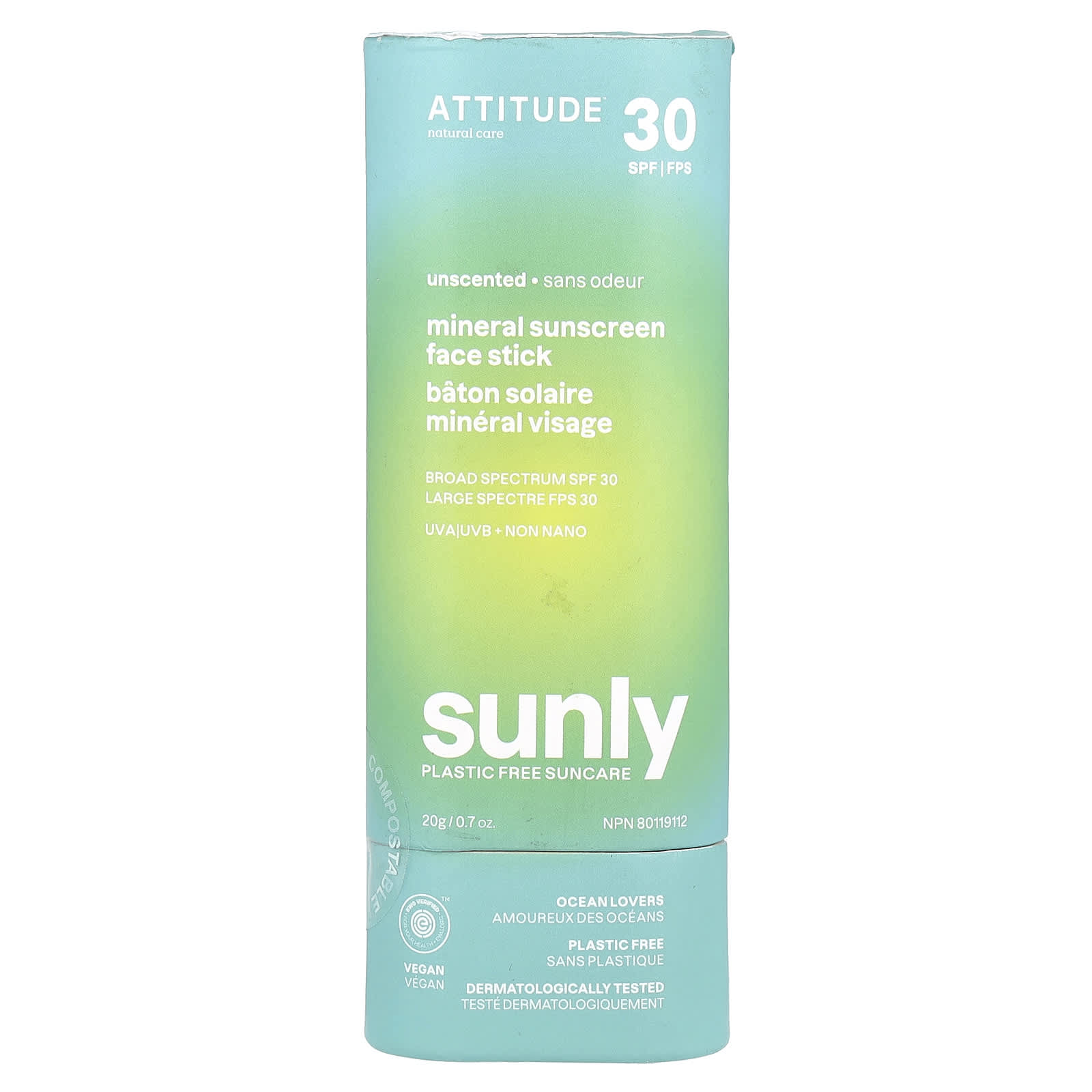 

Sunly, Минеральный солнцезащитный стик для лица, SPF 30, Без отдушек, 20 г(0,7 унции)