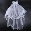 Wedding Veil with Metal Comb Wedding Hair Accessories for Flower Girl 2 Tier Longest Tulle 28" Embellished with Bow