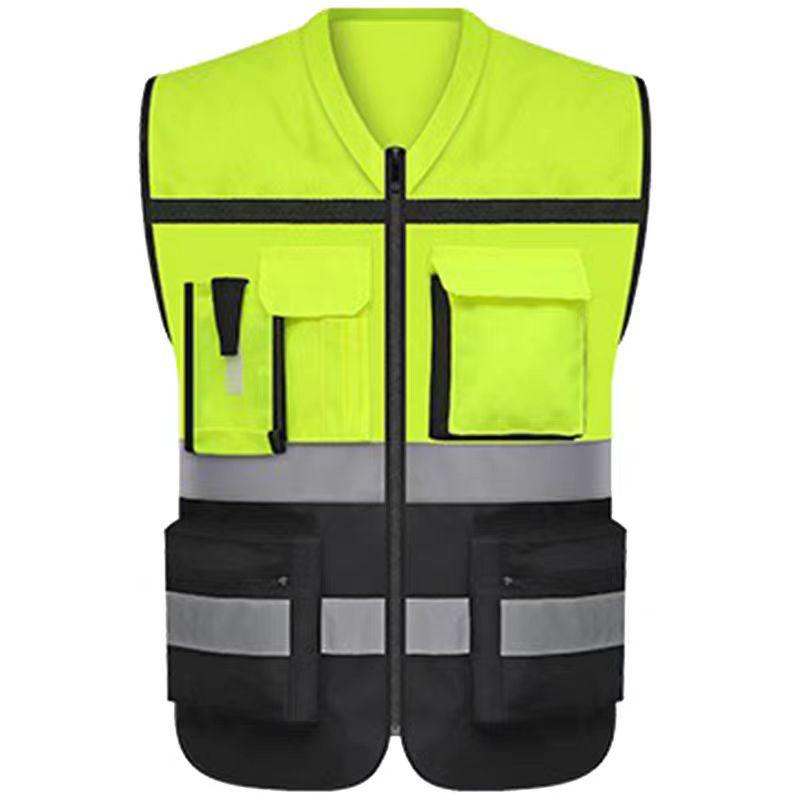 Multi-Pocket Fluorescent Reflective Vest for Construction and Riding