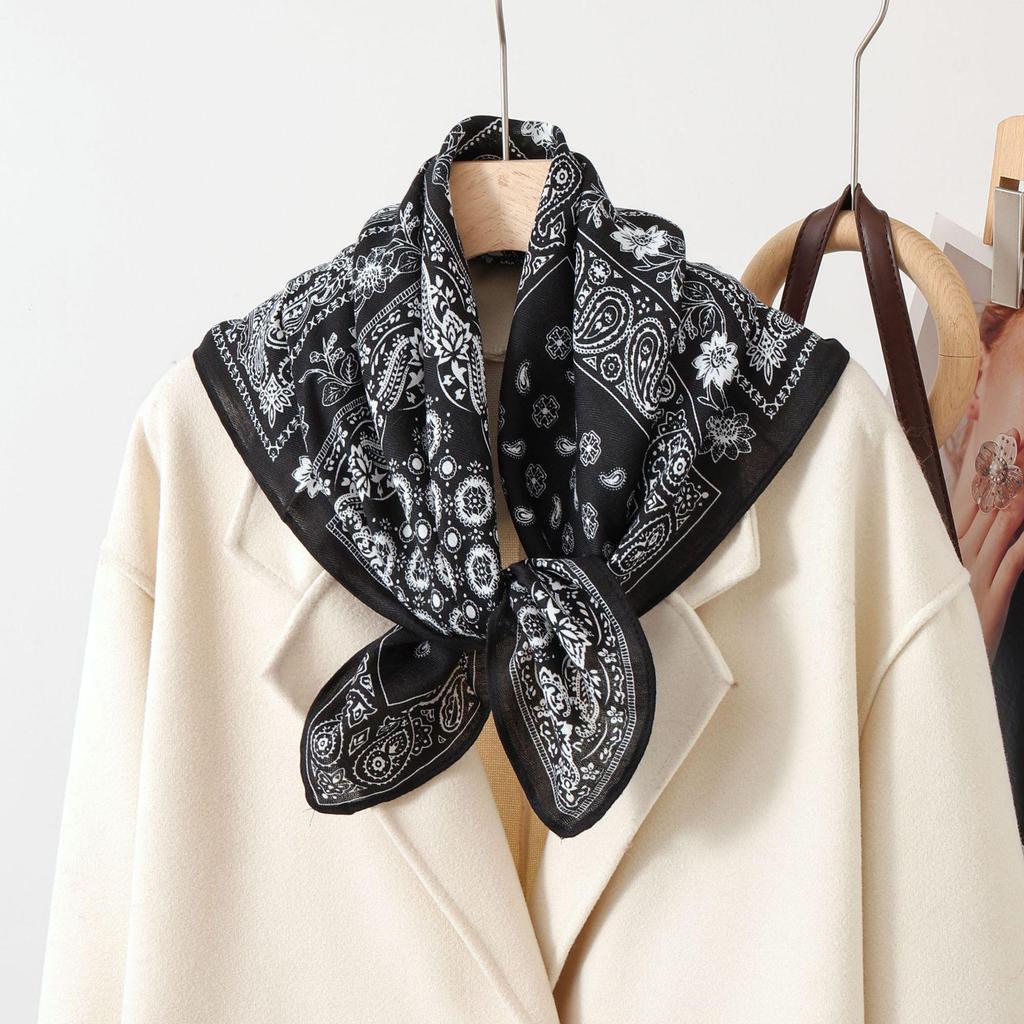 Paisley Patchwork Cotton & Linen Square Scarf for Women - Silk Neck Tie for Shirts, Suits & Waist - Spring/Summer Fashion Accessory