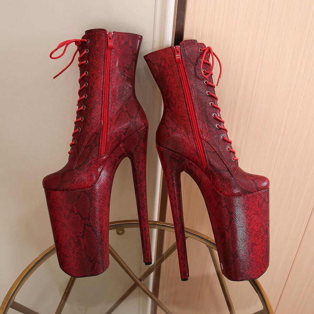 26cm Snake Print High Heel Boots - Large Size, Sexy Nightclub & Runway Fashion