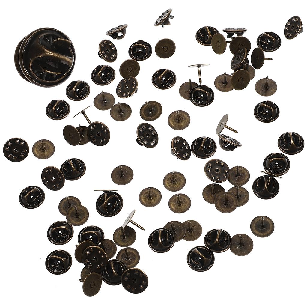 50 Set Lapel Pin Backs Chest Ornament Locking Clutch Replacement For Diy Jewelry Craft Enamel Pins Brooch Badge Accessory