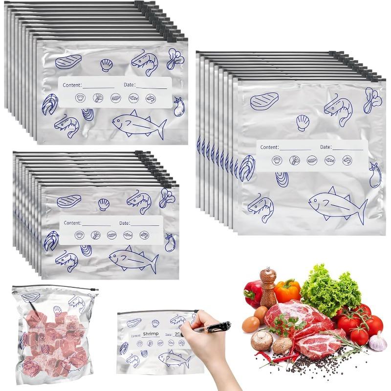 10Pcs/Bag Kitchen Aluminum Foil Fresh-keeping Bag Zipper Lock Bag Sealable Frozen Sealed Packaging Food Packaging Bag