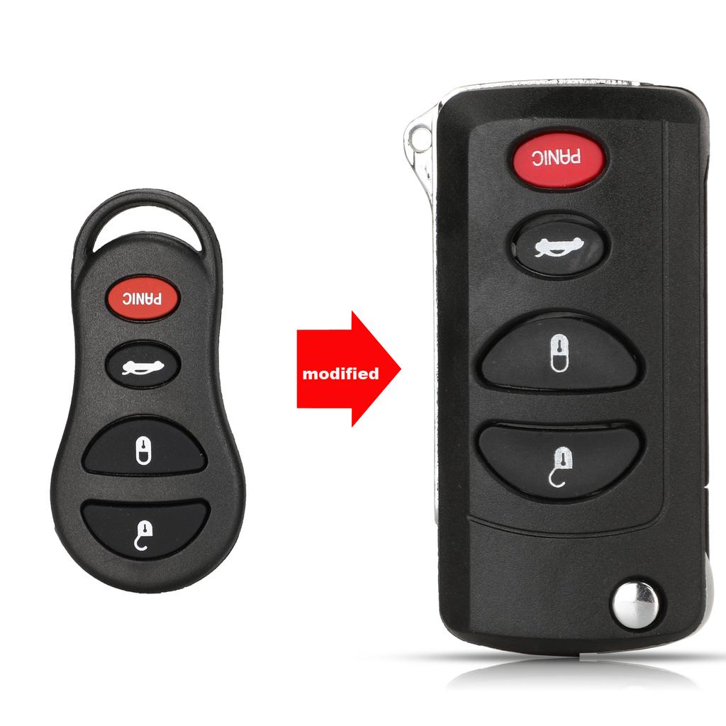 Jingyuqin Modifizierter Klappschlüsselrohling Gehäuseabdeckung für Chrysler Sebring Jeep Liberty Dodge Sender 2/3/4 Tasten Fob Schale