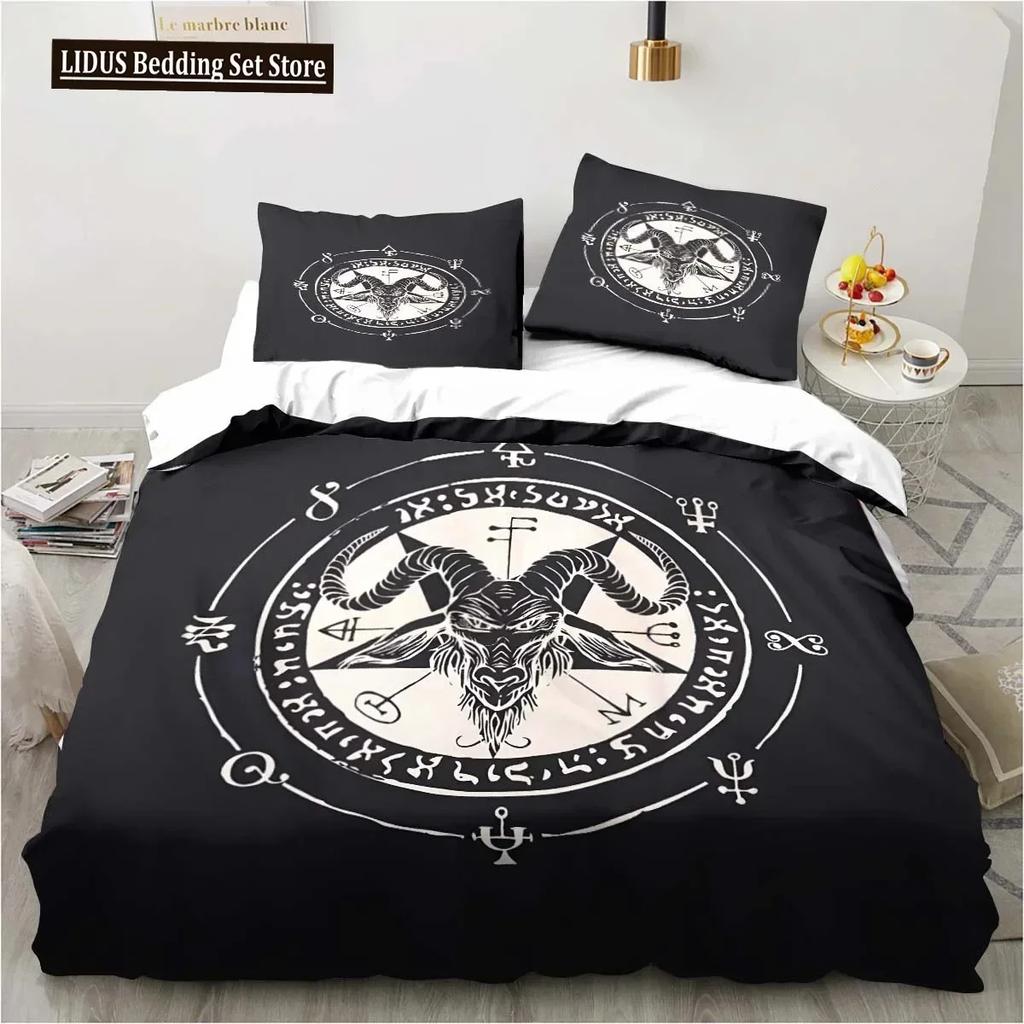 3D Print Satanic Bedding Demon Twin Bedding Hell Death Set Comforter Bed Duvet Cover Double King Home Textile Quilt Cover