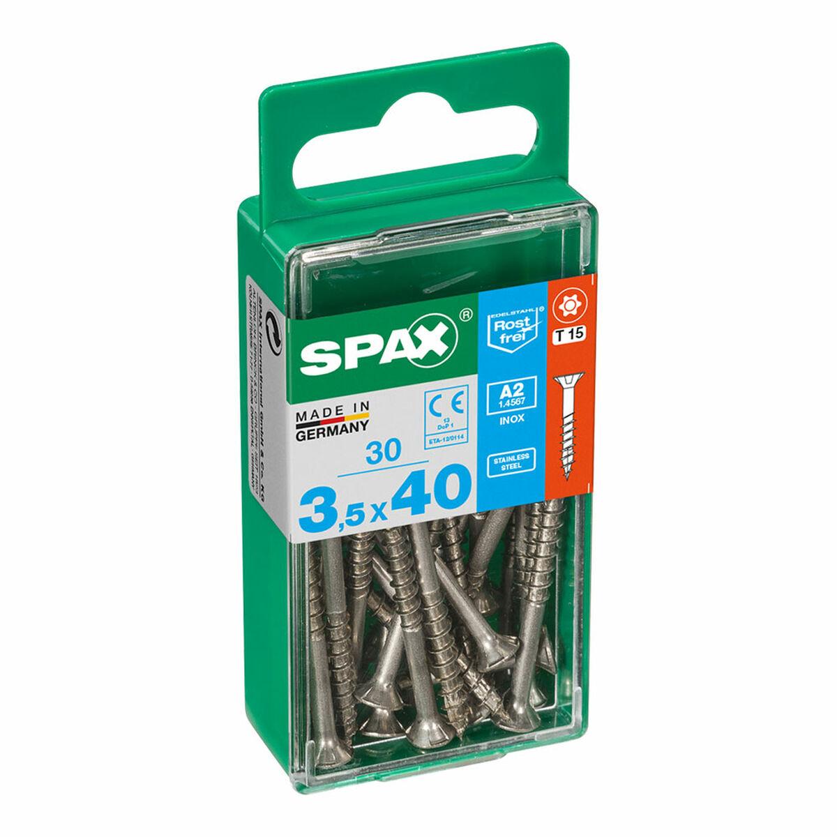 

SPAX 4197000350401 Screw Box Wood Screw Flat Head (3.5 x 40mm) TU прозрачный