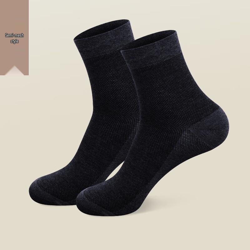 LangSha Men s Anti-Odor Cotton Mid-Calf Mesh Socks (3 Pairs)