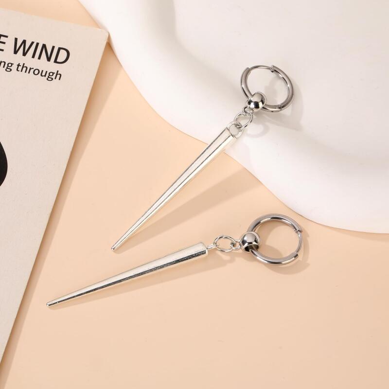 Exaggerated Gothic Cone Pendant Earrings for Women Ladies Personality Silver Color Drop Earrings Buckle Party Jewelry Wholesale