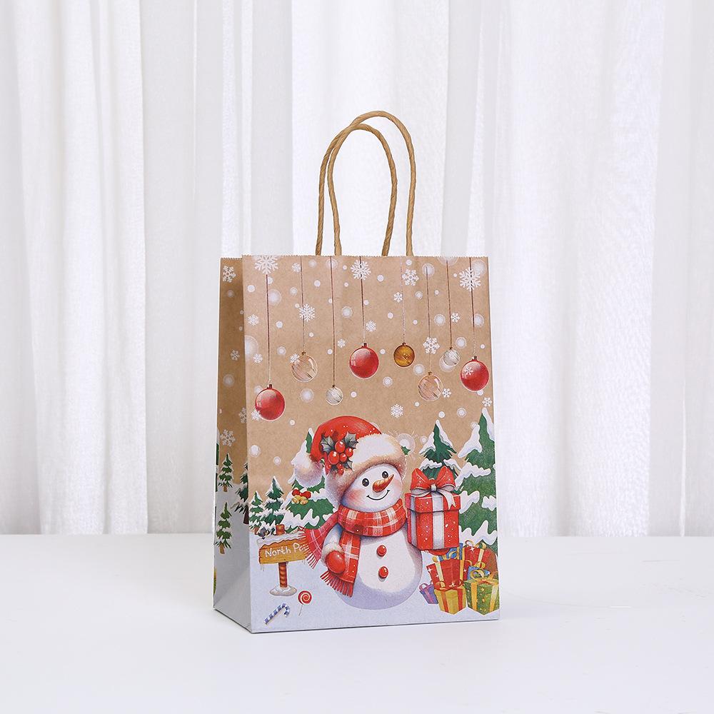 12/30pcs Christmas Kraft Paper Tote Bags Recyclable Gift Bags for Holiday Presents Party Favors Classroom Retail Packaging 30pcs&15x8x21cm