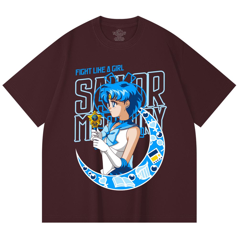 

230 Gsm 100% Cotton Sailor Moon V4 Mercury Print Unisex Heavy Cotton T Shirt 2XL