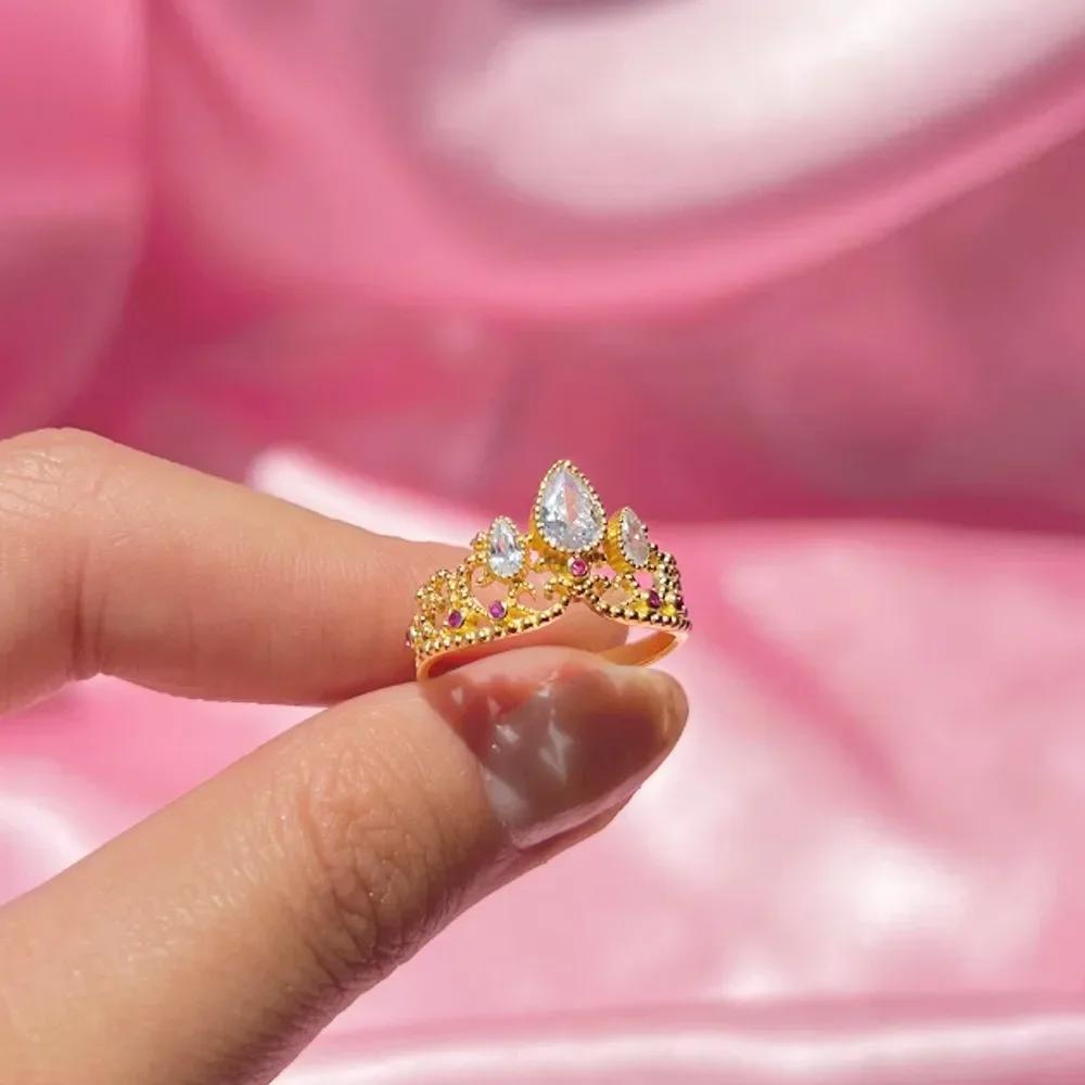 

Charm Crown Rings Princess Ring for Woman Fashion Wedding Geek Jewelry Accessories Gold color Adjustable Rings Anniversary Gift resizable